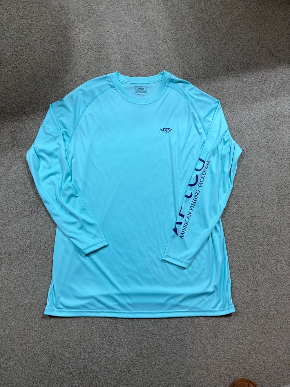 AFTCO Aqua Blue Long Sleeve Performance Fishing Shirt NWOT